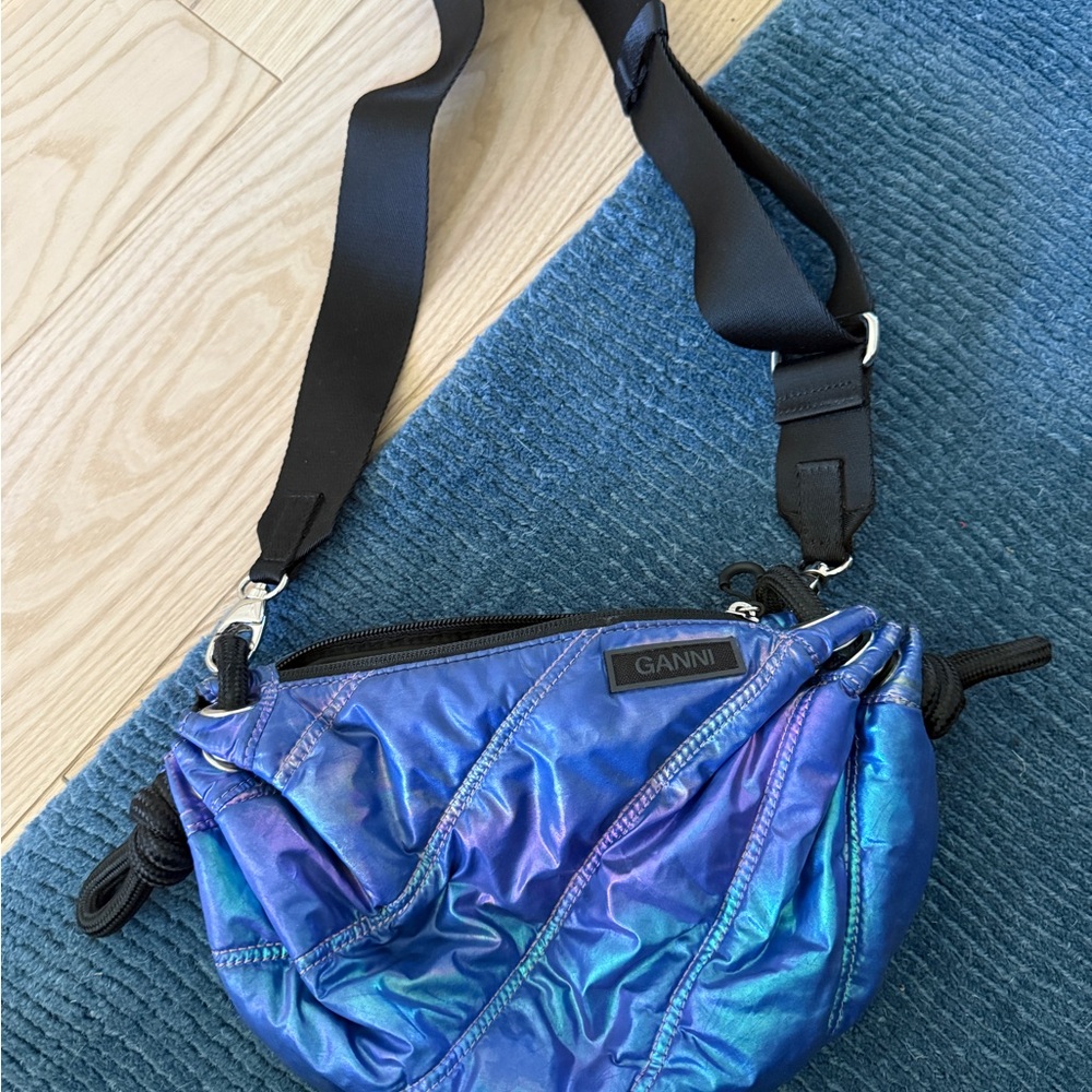 ganni Iridescent Quilted Recycled Tech Crossbody Bag